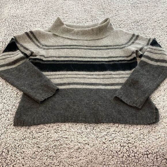 RAFELLA M Lambswool / Angora Grey Striped Sweater - Picture 1 of 11